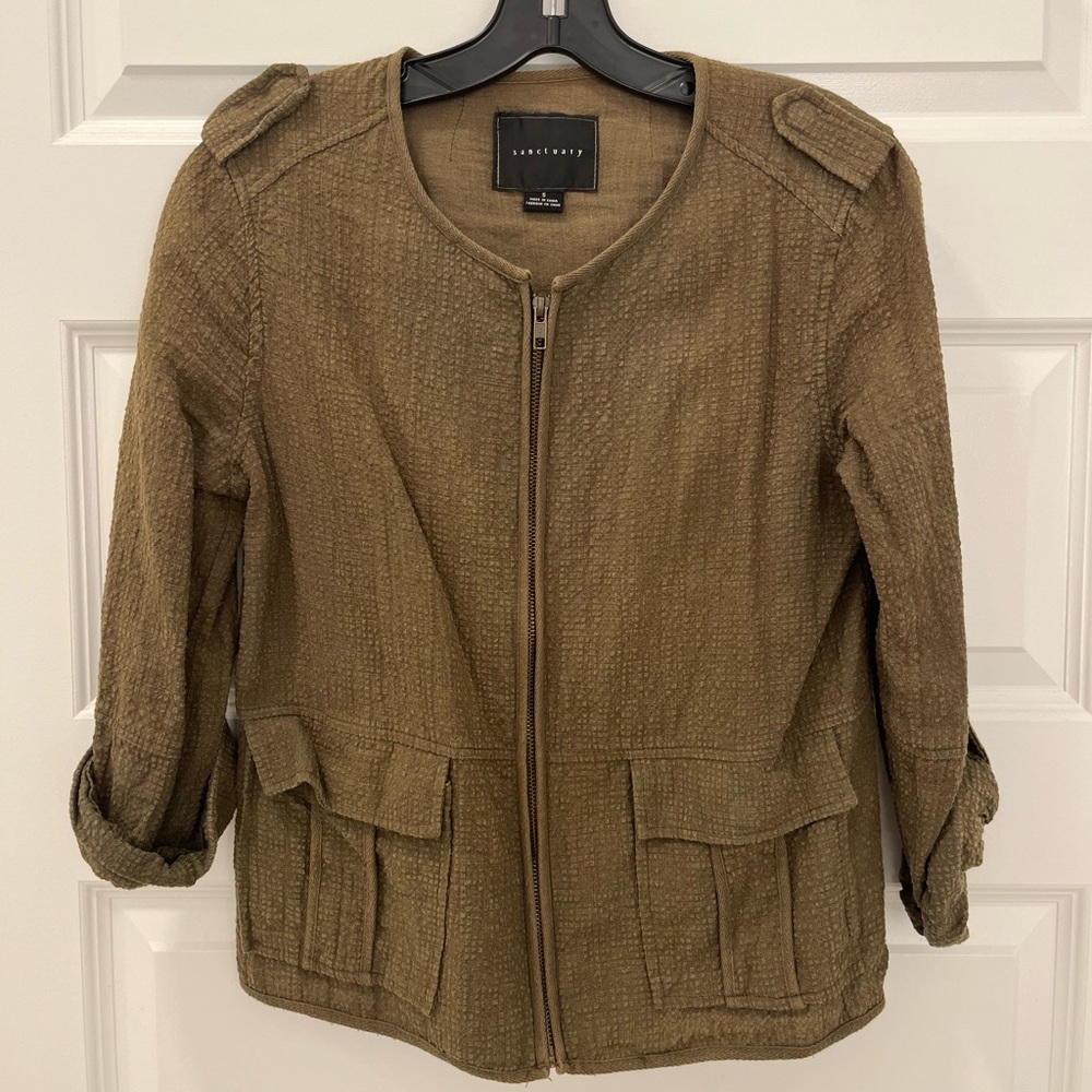 Anthropologie Sanctuary Olive Green Full Zip Utility Jacket S
